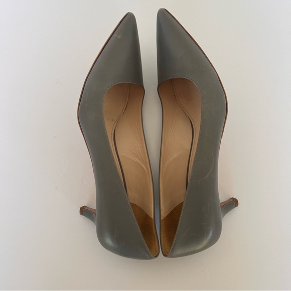 PRADA GRAY LEATHER KITTEN HEEL SHOES SIZE 39 - Picture 6 of 16